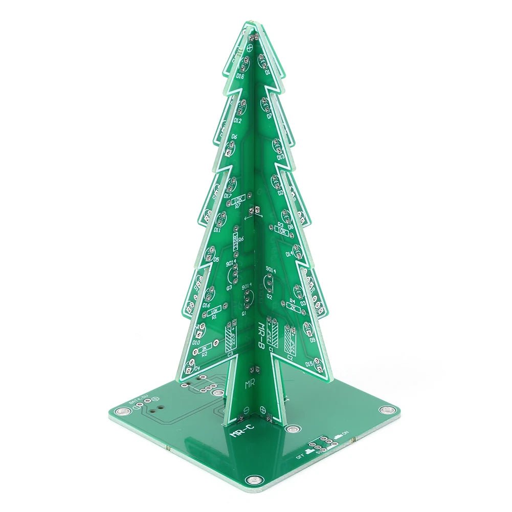 Three-Dimensional 3D Christmas Tree LED DIY Kit Red/Green/Yellow 7 Color LED Flash Circuit Board Christmas Tree Assemble Kit
